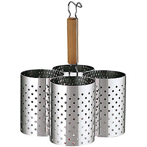 三宝産業 18-8 ステンレス かき揚げリング 木柄 4連 Sサイズ