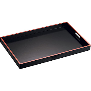 若泉漆器 木製 脇取盆 黒漆天朱 1-109-8 尺9寸 - 調理器具のSHOKUBI