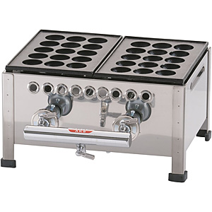 GTK227 関西式たこ焼器（１５穴） ４枚掛 ＬＰガス 4905001275456 関西式たこ焼器4枚掛 TKG 荒木金属製作所 荒木金属製作所 関西式 たこ焼器 15穴 LPガス 4枚掛 - 調理器具のSHOKUBI