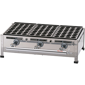 荒木金属製作所 関西式 たこ焼器 28穴 都市ガス 3枚掛 - 調理器具のSHOKUBI