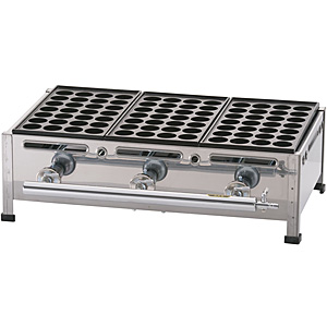 荒木金属製作所 関西式 たこ焼器 28穴 都市ガス 3枚掛 - 調理器具のSHOKUBI