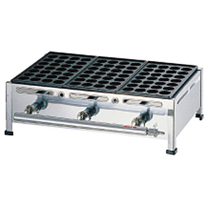 荒木金属製作所 関西式 たこ焼器 28穴 LPガス 3枚掛 - 調理器具のSHOKUBI