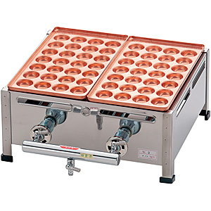 荒木金属製作所 銅 たこ焼機 18穴 Bタイプ LPガス 4連 - 調理器具のSHOKUBI
