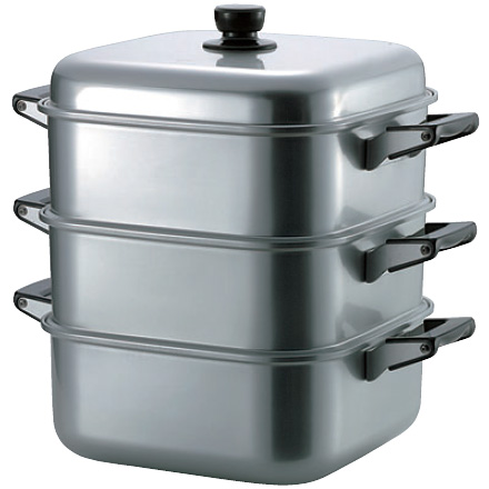 アルマイト 蒸器 角型 二段型 33cm - 調理器具のSHOKUBI