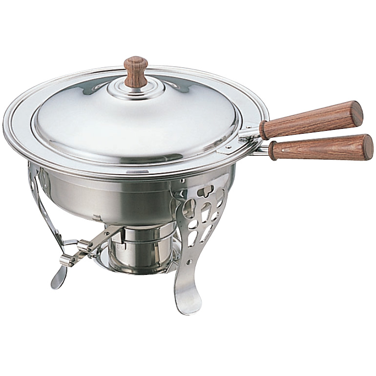 18-8 YUKIWA ユキワ 宴会 ビュッフェ バイキング ステンレス製 木柄丸チェーフィングディッシュ J0274 18-8 YUKIWA ユキワ 宴会 ビュッフェ バイキング ステンレス製 木柄丸