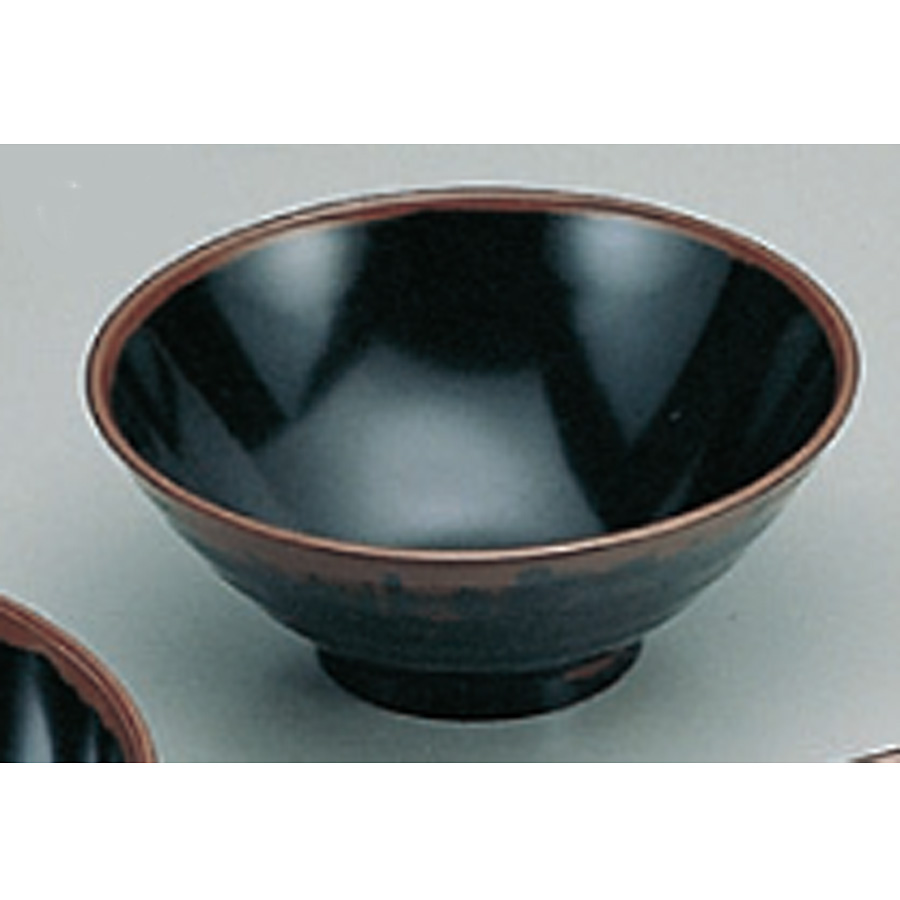 長次郎窯 メラミン そば丼 小 φ171mm AN-64B 内黒 - 調理器具のSHOKUBI