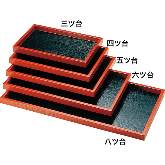 木製 そば盆 クサビ止金具入り 黒渕朱 17281840 六ツ台 - 調理器具の