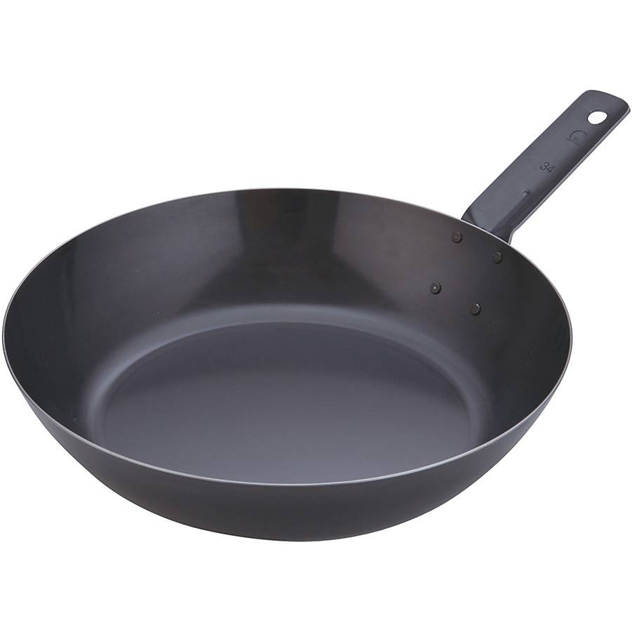 遠藤商事 SA 鉄黒皮 厚板フライパン オーブン用 34cm - 調理器具のSHOKUBI
