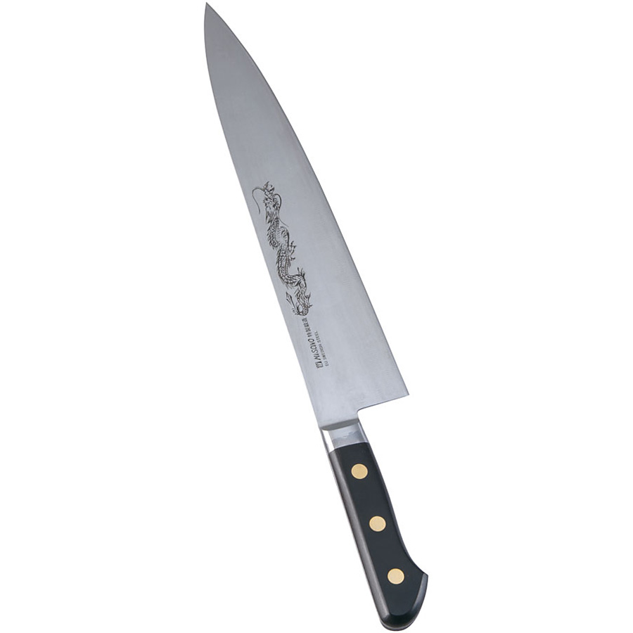 ミソノスウェーデン鋼龍彫刻入り牛刀27cm