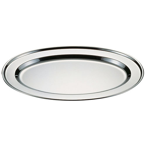 赤川器物製作所 18-0 ステンレス 小判皿 巻渕 450×305mm 18インチ