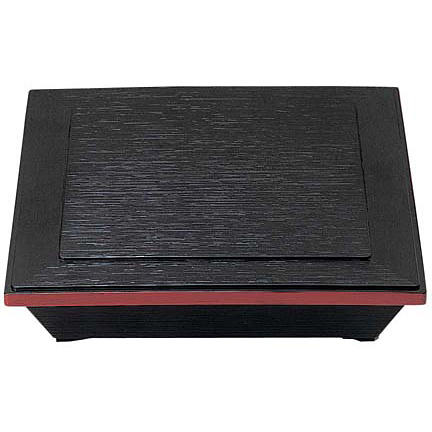 福井クラフト 7.5寸 ダイヤ松花堂 黒渕朱（仕切別） 21003080 ABS製