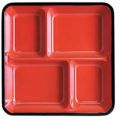 福井クラフト 7.5寸 松花堂プレート 朱渕黒 21003000 超耐熱ABS製