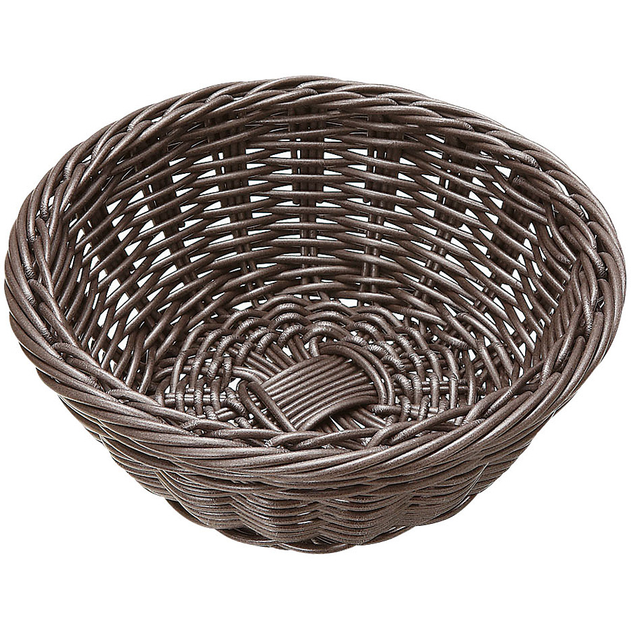 茶カゴ 樹脂バスケット 丸型 150× 60mm 91-078C こげ茶 - 調理器具のSHOKUBI