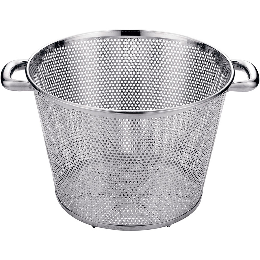 UK 18-8パンチング揚げザル 深型 48cm 穴径:φ5.0 UK18-8パンチング平底深型揚げざる ヨコ補強付48cm(穴Φ2.2mmステンレス