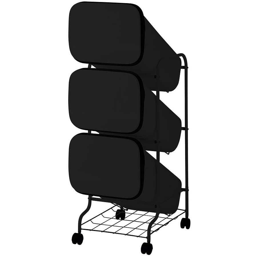 リス スムース スタンドダストボックス 3段 リス スムーススタンドダストボックス ブラック 3段 - 調理器具のSHOKUBI