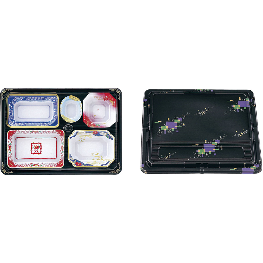 アヅミ産業 ワンウェイ 会席膳セット 蓋三彩 20セット入り T-203