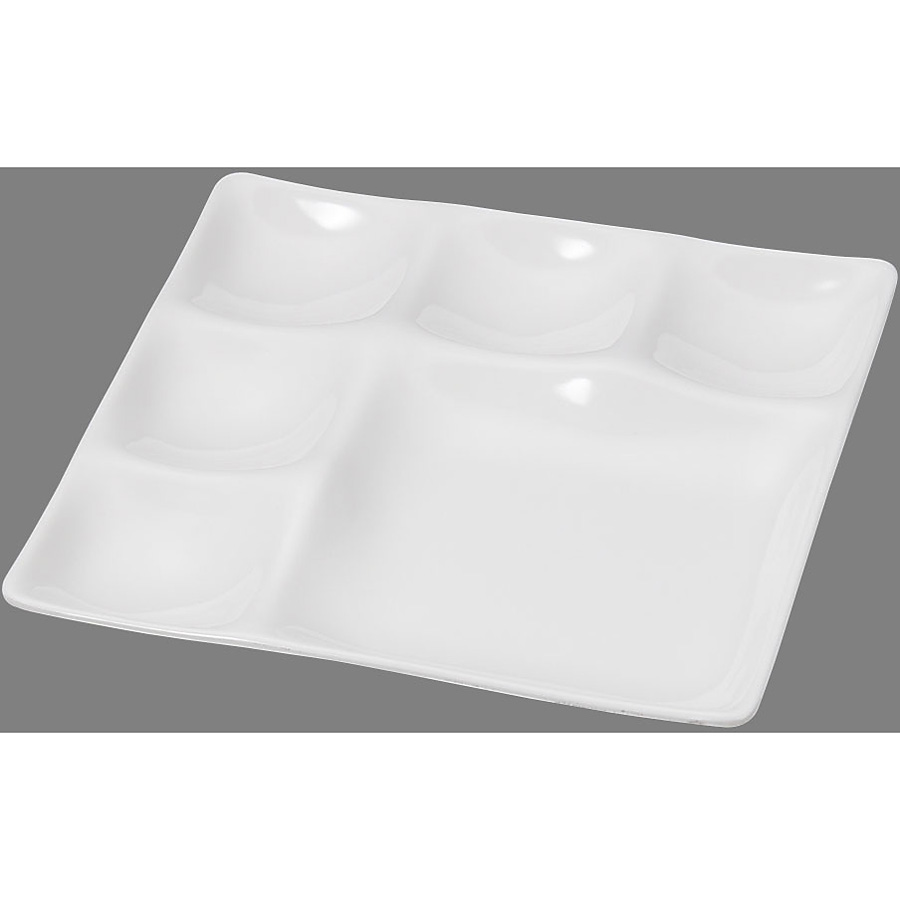 福井クラフト メラミン プレート ホワイト 255mm 51031440 角一ツ切&五