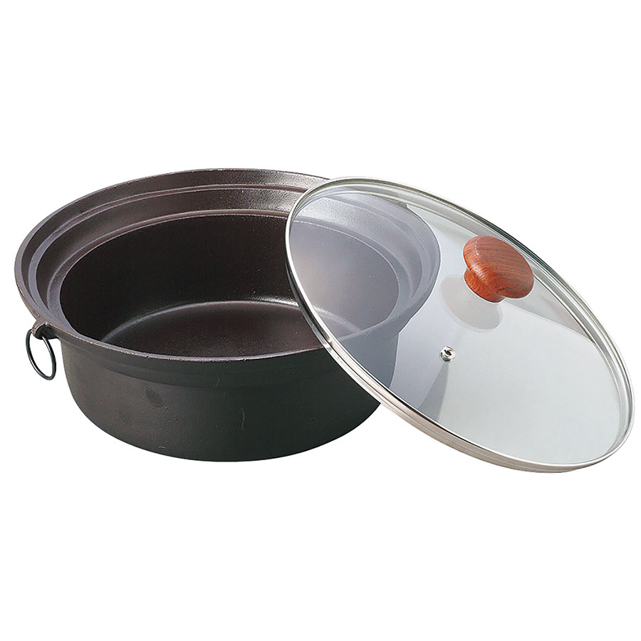 アルミ合金しゃぶ鍋 ガラス蓋付 アルミ合金しゃぶ鍋 ガラス蓋付