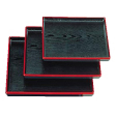 若泉漆器 耐熱ABS樹脂 新木目角盆 黒天朱 1-72-16 尺0寸 - 調理器具の