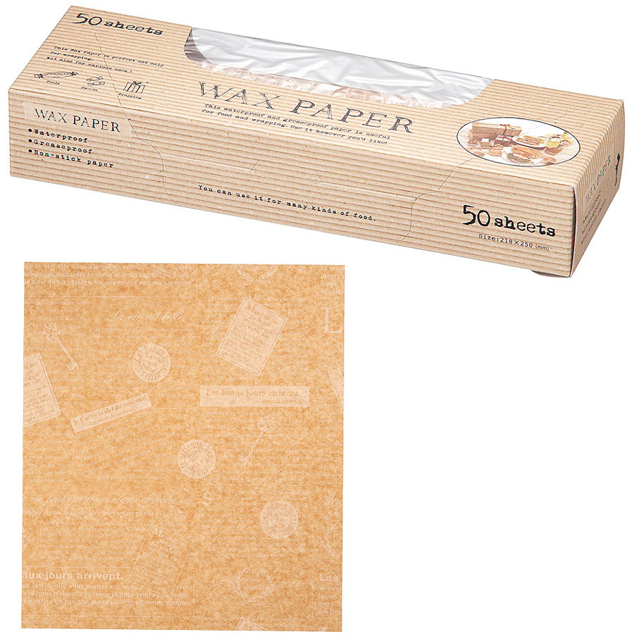 ふわふわページ 天満紙器 ワックスペーパー シート クラフトフレンチ 50枚入り WP3500