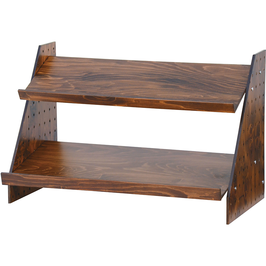 HP卓上ディスプレイ棚什器 チーク仕上 大2段 - 調理器具のSHOKUBI