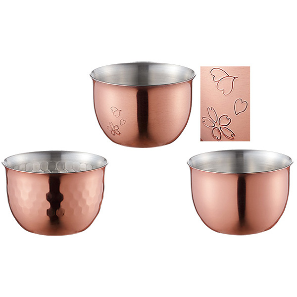 田辺金具 華 ぐいのみ 90ml 銅ミラー槌目 - 調理器具のSHOKUBI