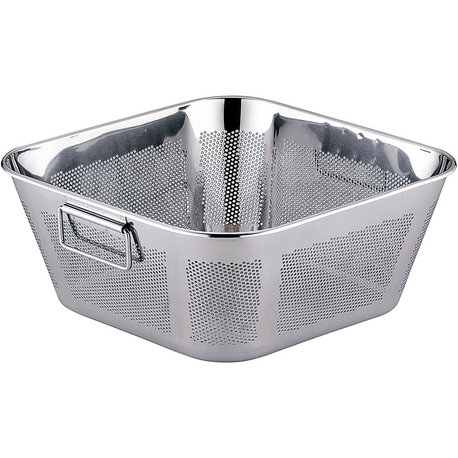 三宝産業 YUKIWA UK 18-8 ステンレス パンチング角型揚げザル ハンドル