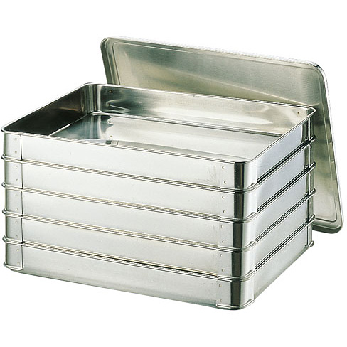 [三宝産業]　日本製ステンレス 餃子バット　3個 (蓋 1枚付) 日本製 三宝産業 18-8 ステンレス システムバット 餃子バット 身 大60 - 調理